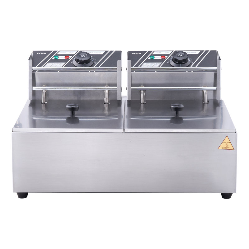 Silver Dual Basket Electric Countertop Deep Fryer