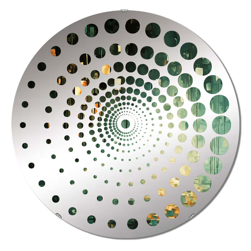 Ambitions des rêves rétro or et bleu sarcelle III - Miroir mural, 31,4 po x 31,4 po