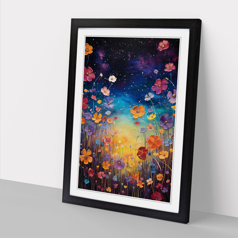 Cosmos Colour Field - Single Picture Frame Rectangle Print on Wood, 46cm H x 34cm W, Black Framed