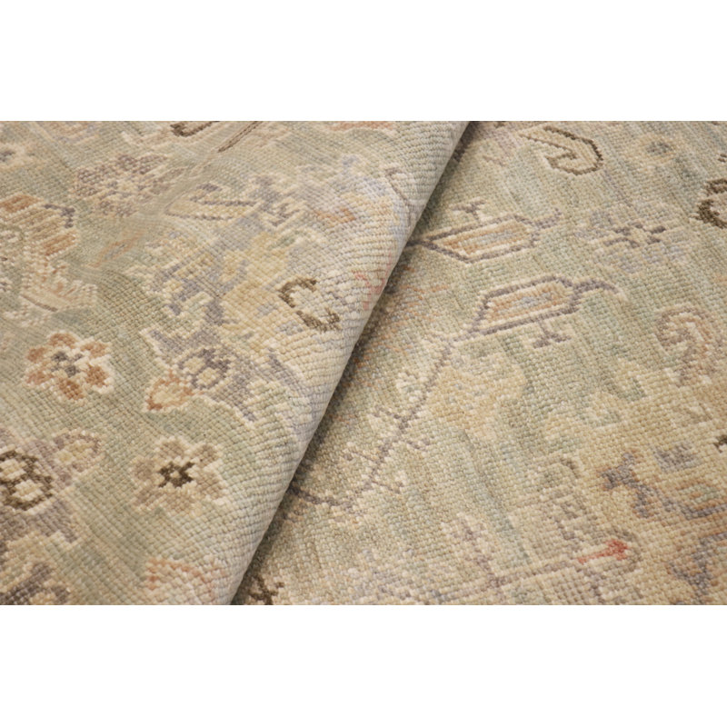 Tapis vert en laine Oushak L.