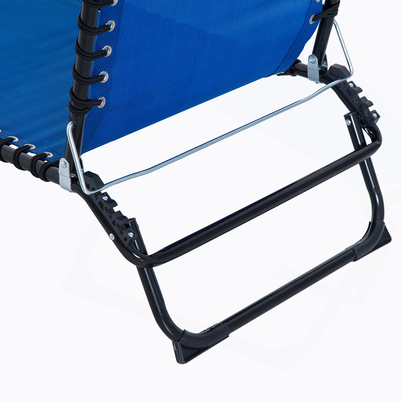 Folding Chaise Lounge Pool Chair, Patio Sun Tanning Chair With 4-Position Reclining Back And Breathable Mesh Seat For Outdoor Relaxation