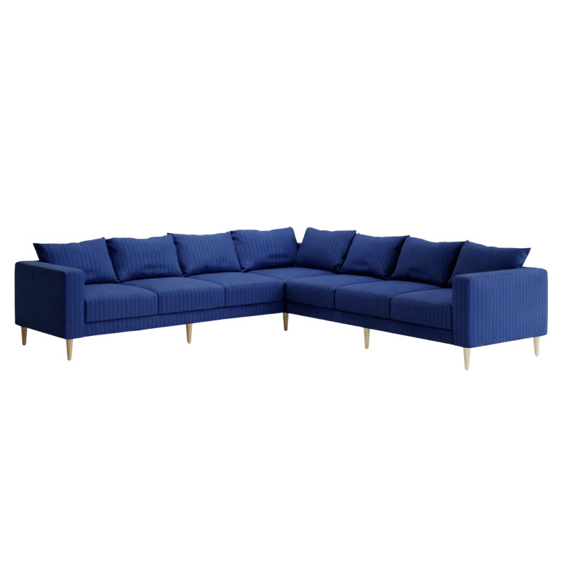 Canapé modulaire 7 places Essential, Mélange de chanvre rayé cobalt, Natural