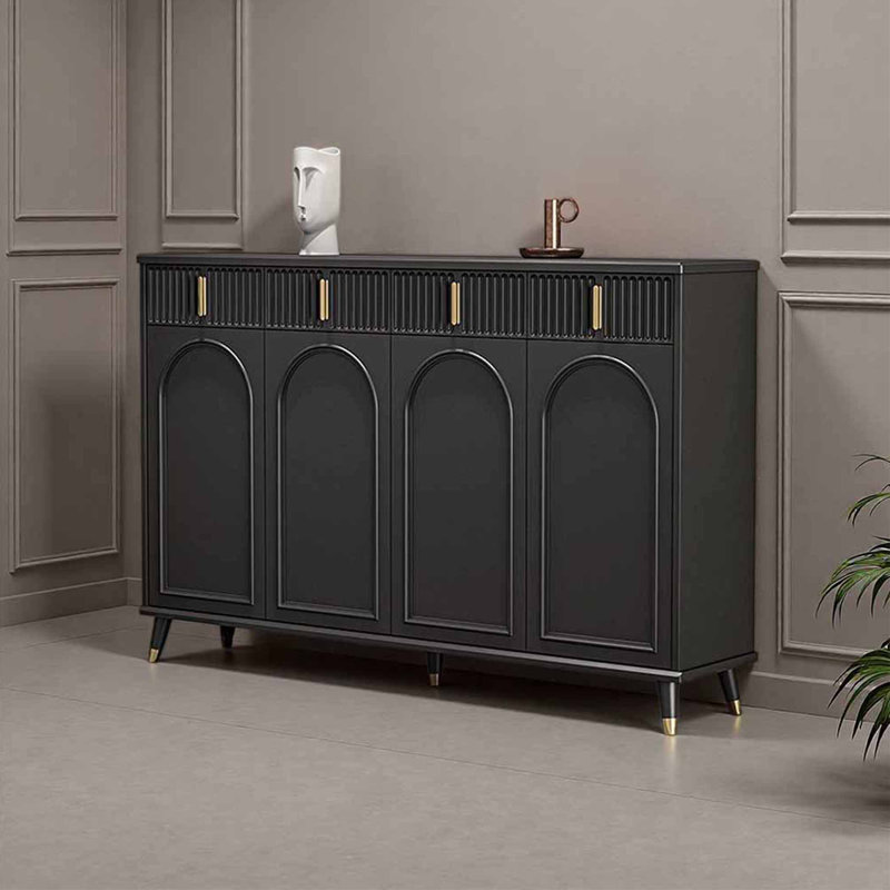 Rangement à chaussures de style français, 40.16" H x 55.12" W x 13.39" D, Noir