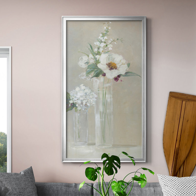 Select Blooms - Peinture sur toile encadrée, H 14,5 po x l 26,5 po x P 1,5 po, Cadre argenté