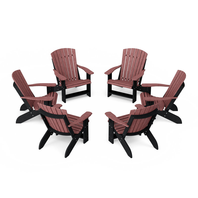 Heritage Adirondack Chairs Set Of 6, Cherrywood/Black