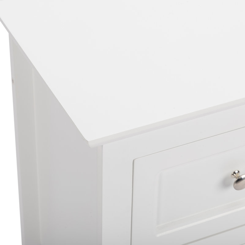 Authement 2 - Drawer End Table Storage Cabinet , White, Set of 2