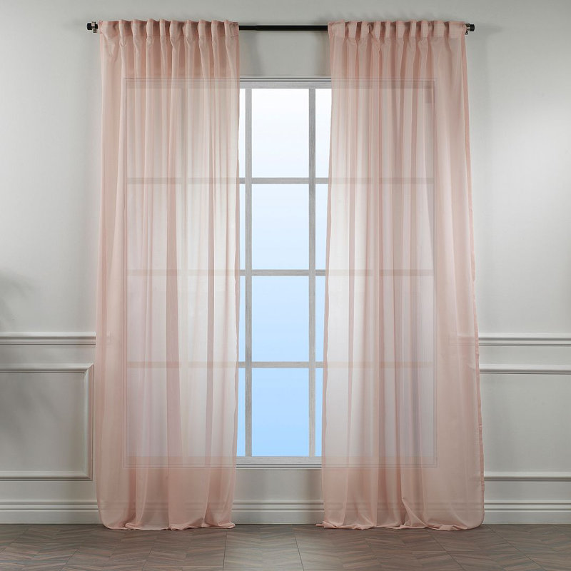 Extra Long & Extra Wide Chiffon Faux Silk Crep Curtain Panels, 140cm Width x 350cm Drop, Pink