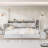 Twin Size Upholstered Daybed with Two Drawers, Storage Footstool, Shelves, USB Charging & LED Light, Beige-1108843508-1108843505