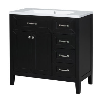 Meuble-lavabo simple 35,98 po avec plateau en céramique Makiya