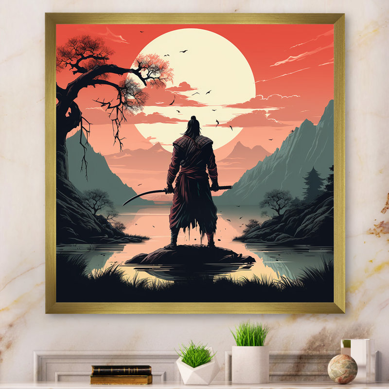 Art japonais, Japon, Cadre doré simple, H 30 po x l 30 po x P 1,5 po