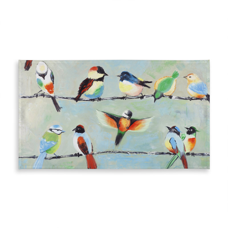 Small Abstract Colorful Birds Green Tablecloth - Indoor/Outdoor