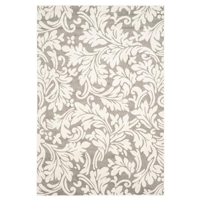 Tapis floral gris foncé / beige Ammundsen