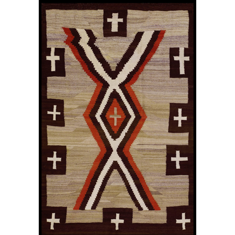 Tapis tissé à plat couleur amérindien antique Navajo