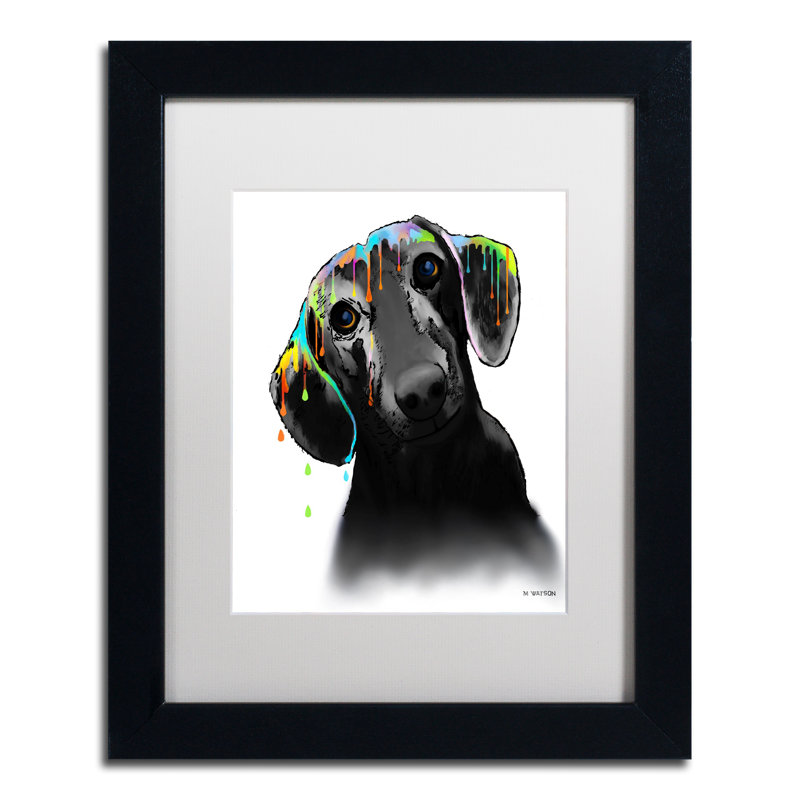 Colorful Dachshund Canvas Print with Black Frame