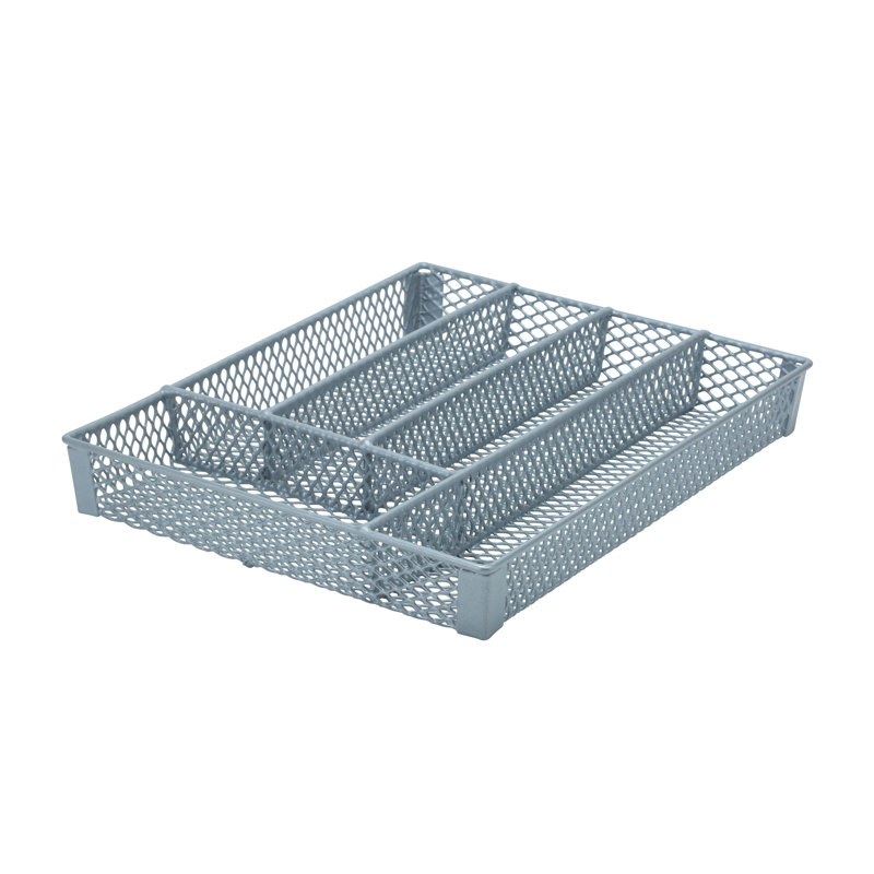 Metal Rectangle Flatware Caddy, Grey