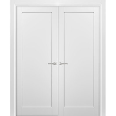 French Double Panel Doors With Hardware | Quadro 4111 | Panel Frame Trims | Bathroom Bedroom Interior Sturdy Door