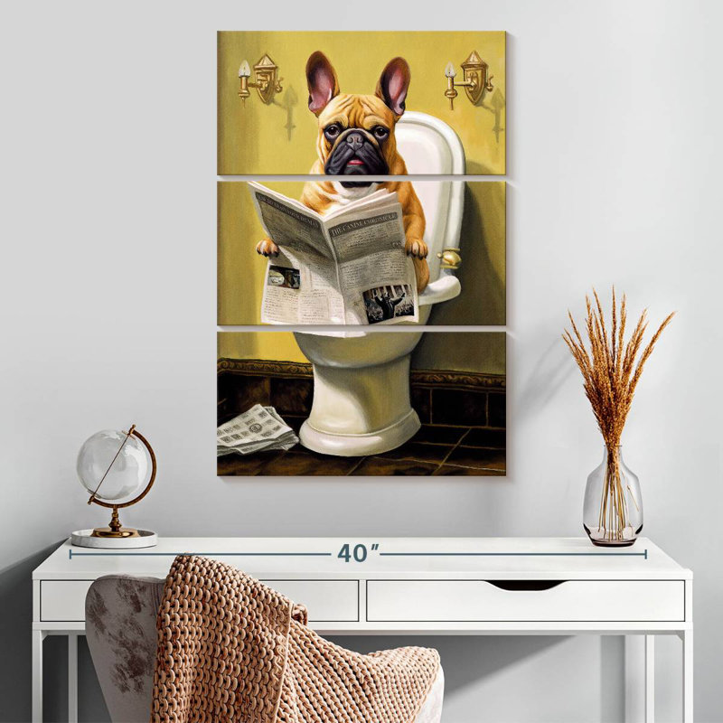 Ketti bouledogue sur une toilette, H 32 po x l 20 po