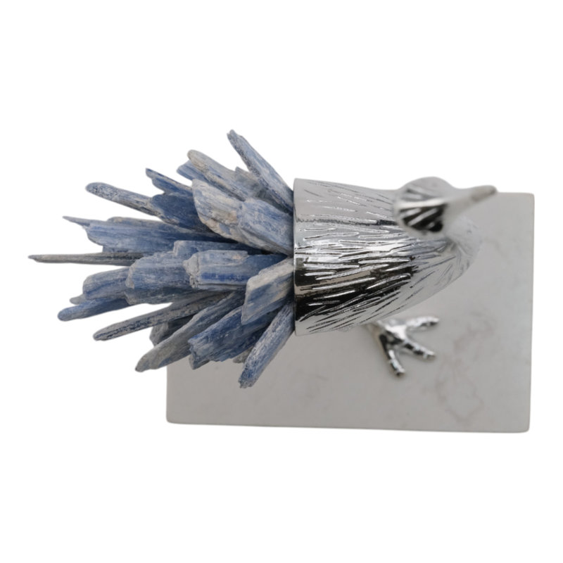 Sagebrook Home 12" Majesty Small Blue Kyanite Stone Metal Bird, 13.75"H x 5.25"W x 5.25"D