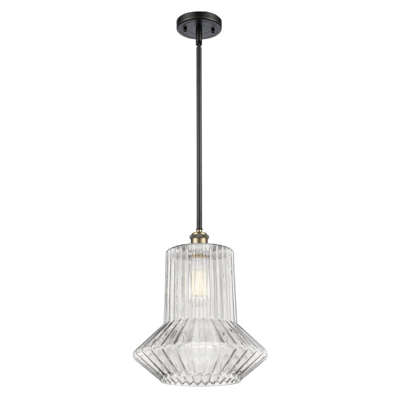 Luminaire suspendu géométrique à 1 lumière Perri, Ampoule DEL 6 watts Vinage, Laiton antique noir