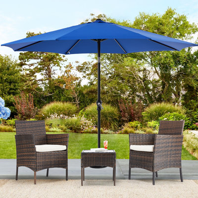 Simion 3 Piece Rattan Seating Group with Patio Umbrella