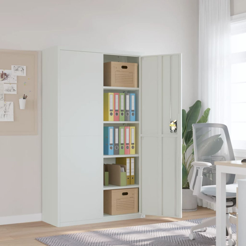 Naohito 2 -Door 4 -Shelf Storage Cabinet, Light Grey