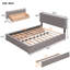 Lit plateforme tapissier avec 2 tiroirs et 1 lit gigogne en lin