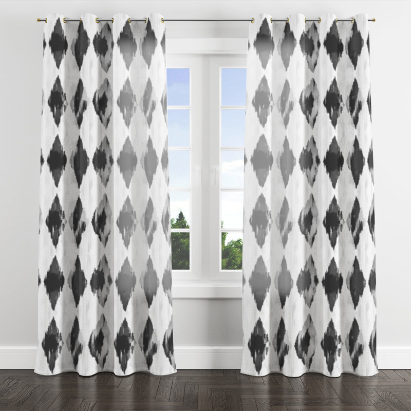 Rideaux modernes pour chambre à coucher - Rideau à œillets scandinave Balendin - 1 panneau, L 52 po x L 84 po, Œillets dorés