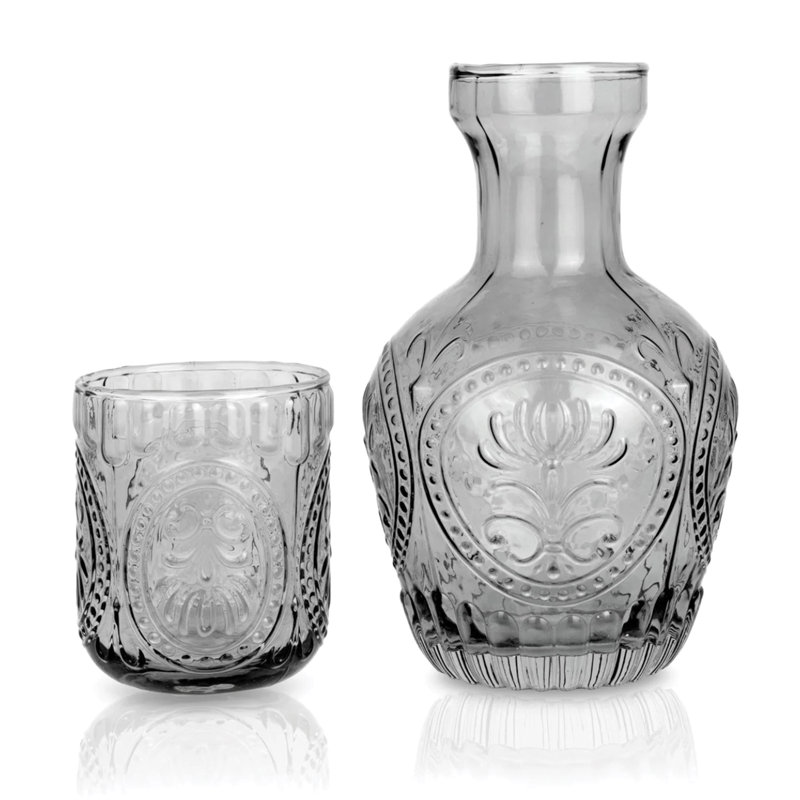 Grey Glass 2-Piece Carafe Set – 30.43Oz