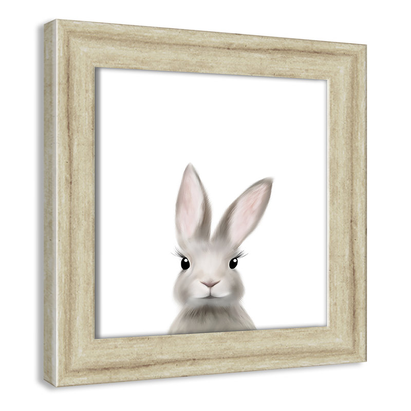 Art encadré en lapins forestières, H 10 po x l 10 po x P 0,63 po, Beige Flat Framed