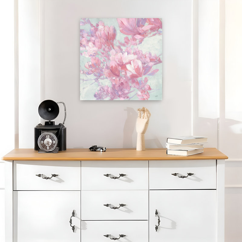 Magnolia contemporain avec art contemporain, H 18 po x l 18 po
