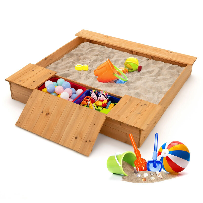 Alpen Home Lazro 122cm x 19cm Wood Rectangle Sandbox with Cover