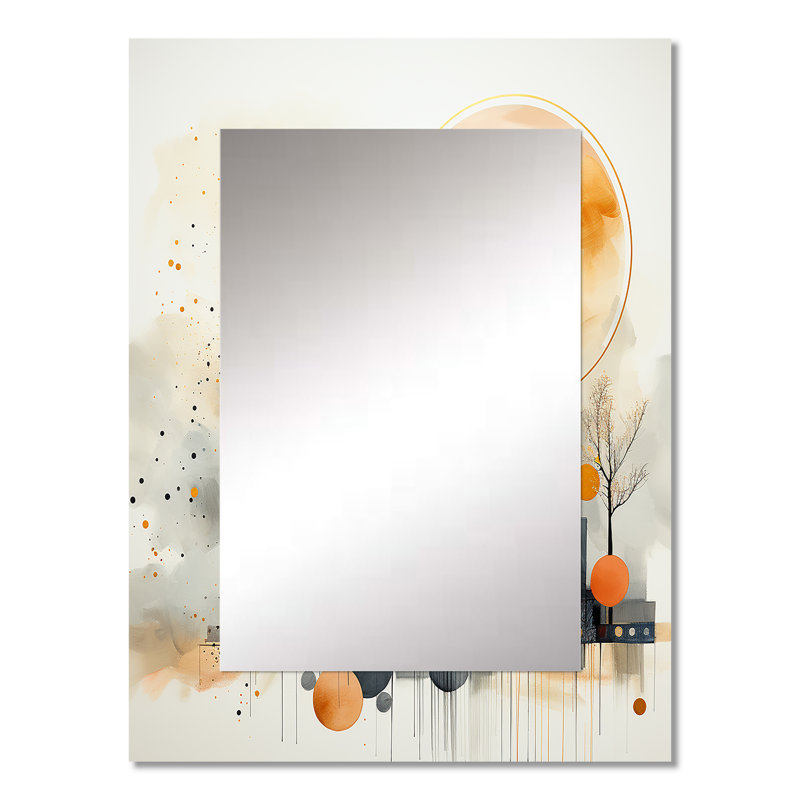 Modern Black And Yellow Forest Landscape III - Modern Wall Mirror, 32" x 24"