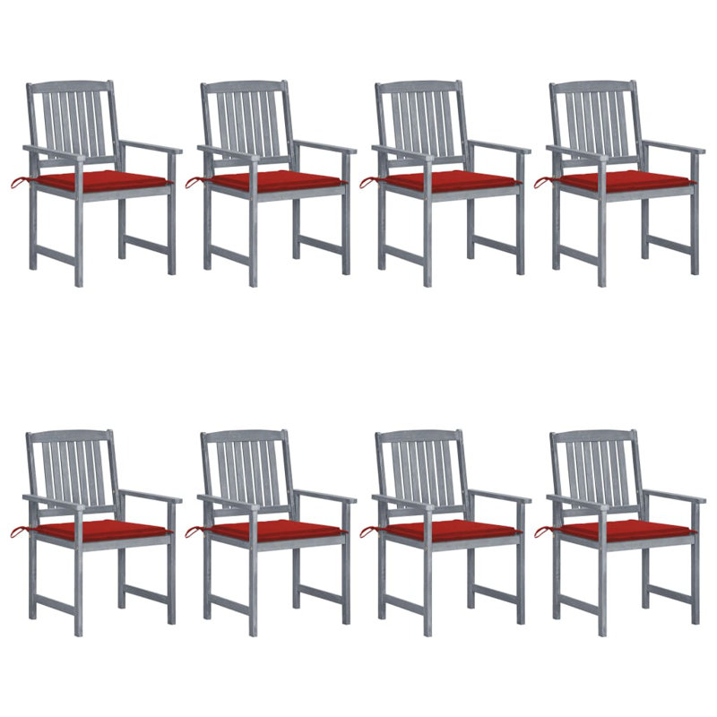 Patio Chair with Cushions, Red, Gray