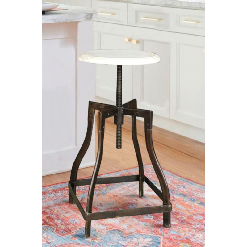 Bella Swivel Adjustable Height Bar Stool, White