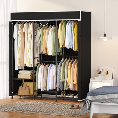 Armoire portative robuste en acier au carbone 71 po, support à vêtements autoportant avec structure réglable, capacité de charge de 1 100 lb pour suspendre les vêtements