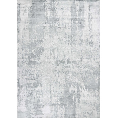 Tapis gris abstrait tissé à la main