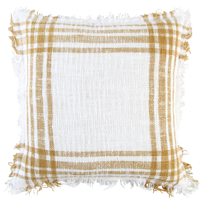  Housse et insert de coussin carré en coton, Blanc / Doré