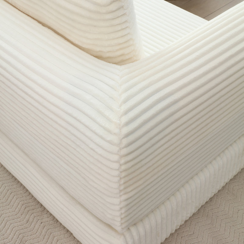 Canapé-lit convertible 2 en 1, canapé-lit moderne en velours côtelé avec 2 oreillers, canapé-lit futon modulaire rembourré sans dossier avec lit gigogne, canapé-lit modulaire pliable pour salon beige
