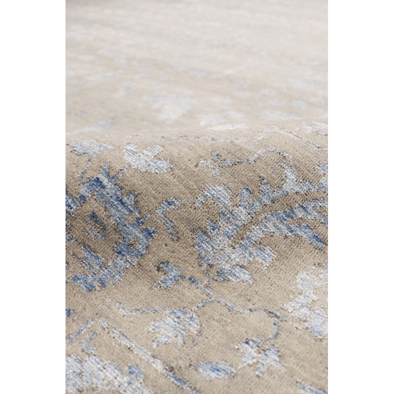 Transitional Beige/L. Blue Area Rug