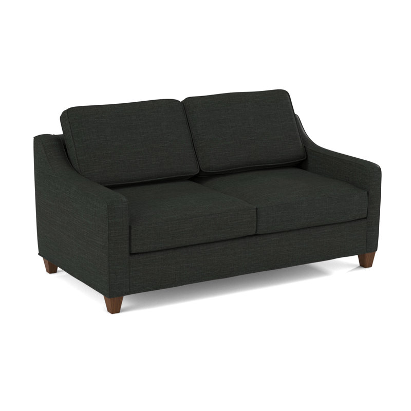 Clark 74" Square Arm Sofa Bed with Reversible Cushions, Montana Walnut, Innerspring, Fluff Pearl