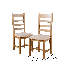 Pair of Assembled High Slatted Back Dining Chairs Wool Seat Solid Oak Legs-31380804