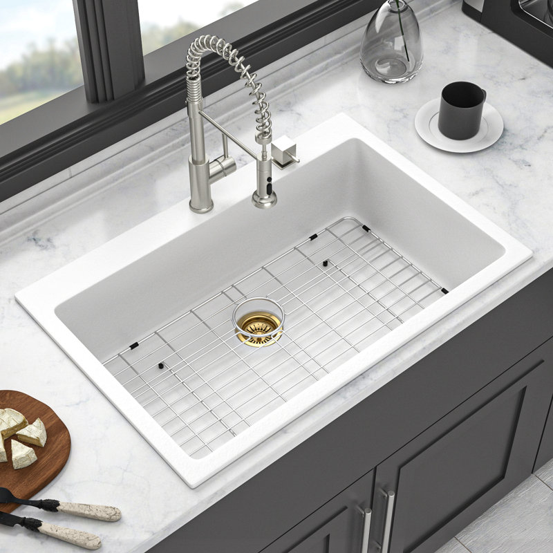 Évier de cuisine en quartz - Évier de cuisine à simple cuve en granite
