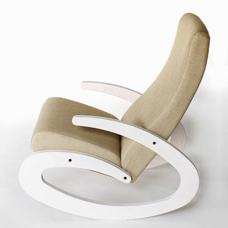 Adora Wood Rocking Chair, White, Beige