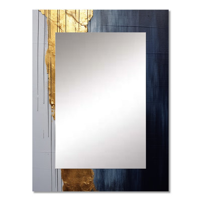 A Touch Of Gold And Kings Blue III - Abstract Painting Large Mirror, Modern Decorative Wall Mirror, Printed Metal Art