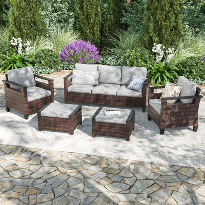 Ensemble de canapé de patio 5 pièces avec coussin épaississant