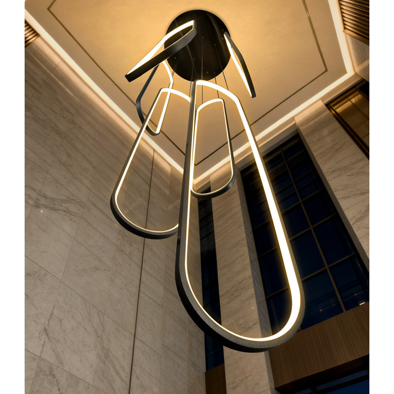 Modern Chandelier With Dimmable Lighting, Black