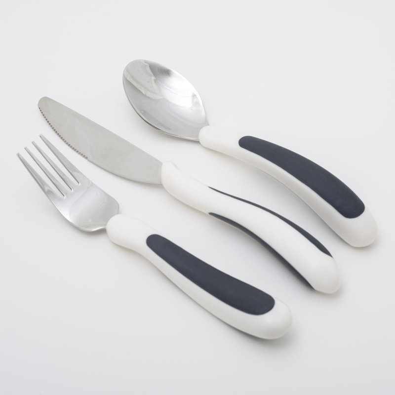 Easy Grip Cutlery, White/Black