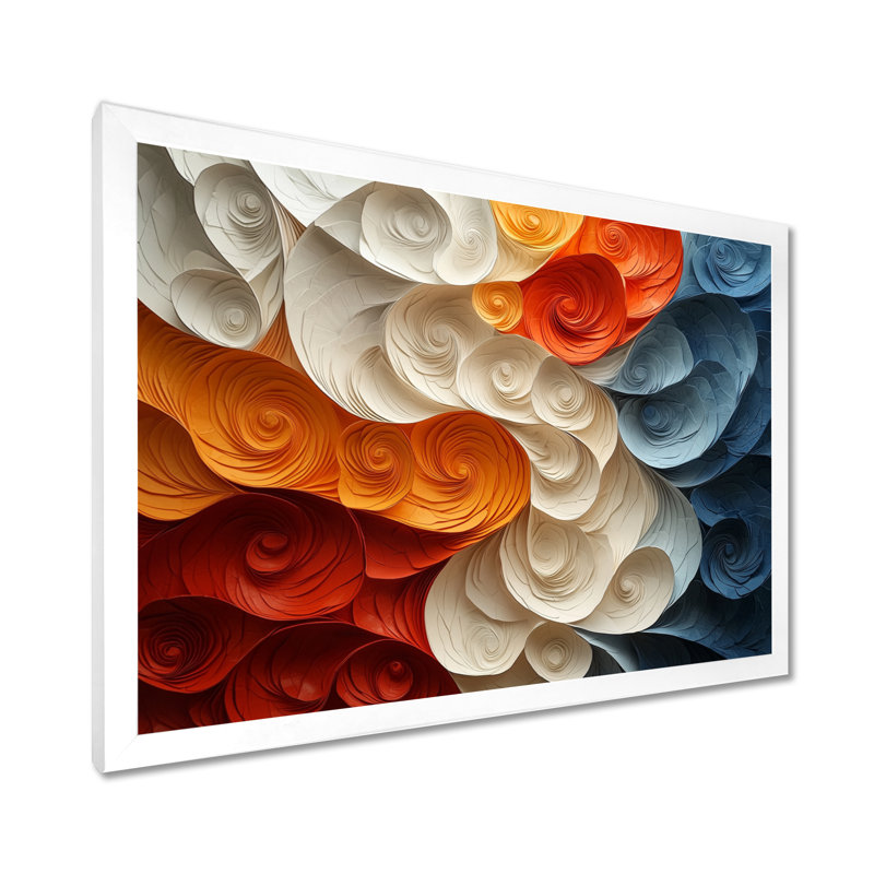 Mauer - Abstract Large Wall Art, Cadre simple, H 24 po x l 32 po, Blanc