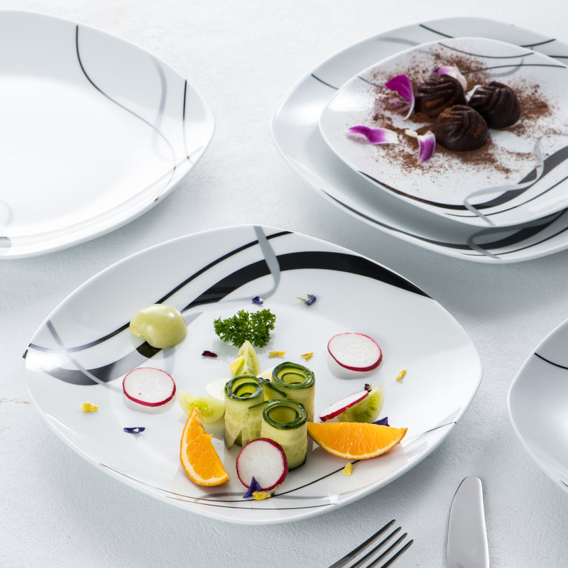 24 Piece Porcelain China Dinnerware Set - Service for 6