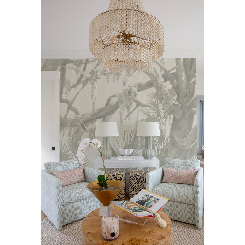 Murale Kiawah Oaks par Megan Molten, Beige, Papier